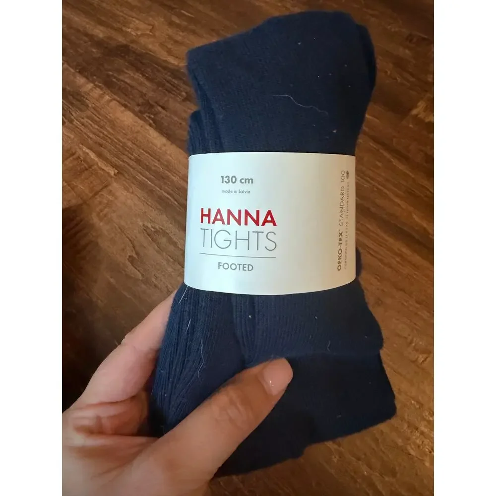 Hanna Andersson 130/140 navy tights NEW two pair